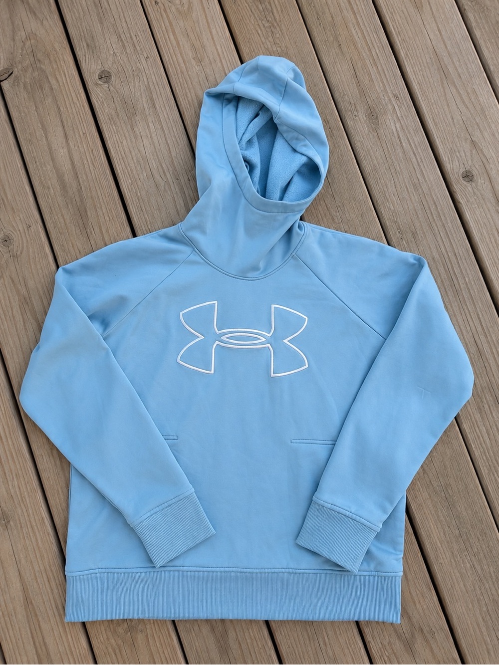 Under Armour Women’s Large Light Powder Blue Hoodie Pullover Sweatshirt Coldgear